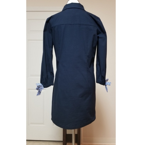 🆕️⬇️Heyton Navy Button Front Dress With Tie Cuff - Picture 7 of 8